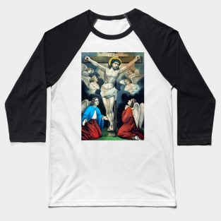 Christ on the Cross with his devotees in prayer Baseball T-Shirt